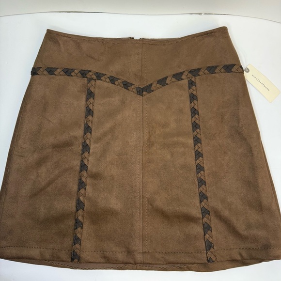 NWT Maeve Whipstitch A-Line Mini Skirt Brown Size XS Anthropologie - Picture 6 of 14